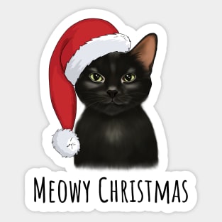 Black Cat With Santa Hat Sticker